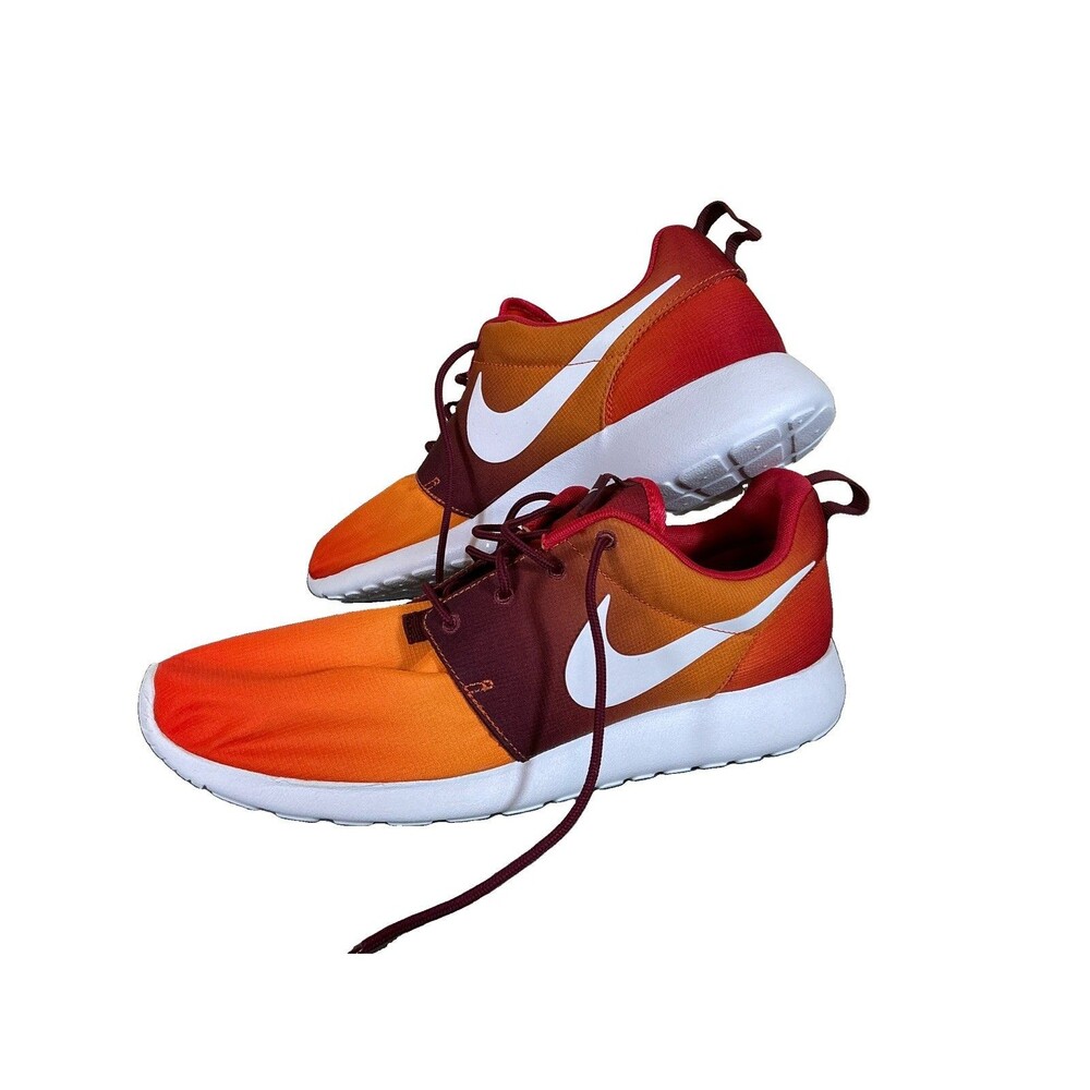 Nike Orange White Shoes Men's Size 11.5 Sneakers Roshe Run 655206-816 Running